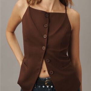 NWT Anthropologie Sunday In Brooklyn Brown Button Up Vest